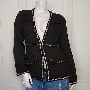 Shein Black Blazer with White & Gold Trim Sz. L